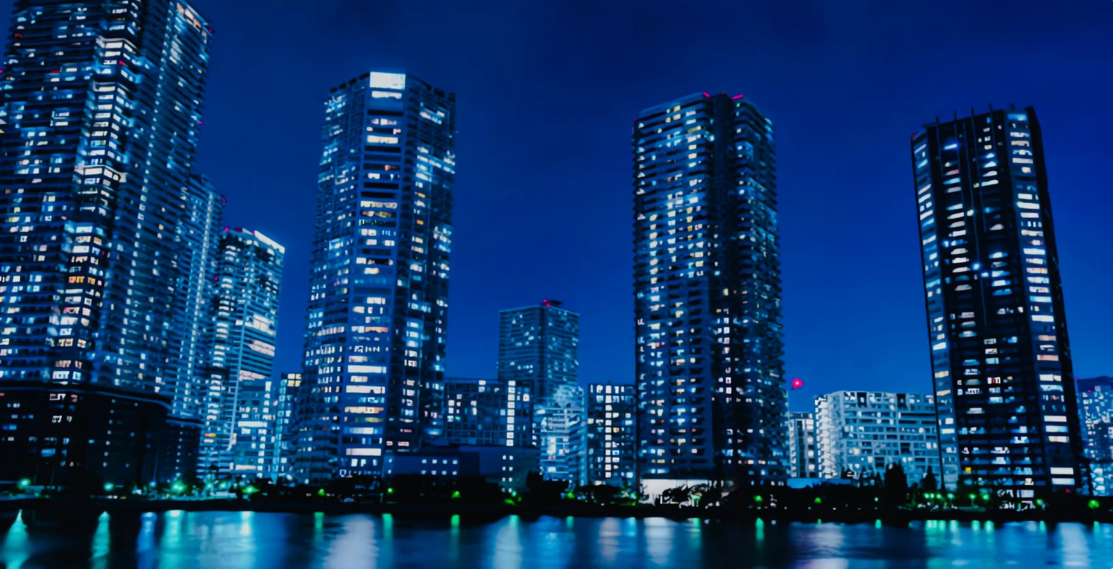 都市の建築と夜景のイメージ